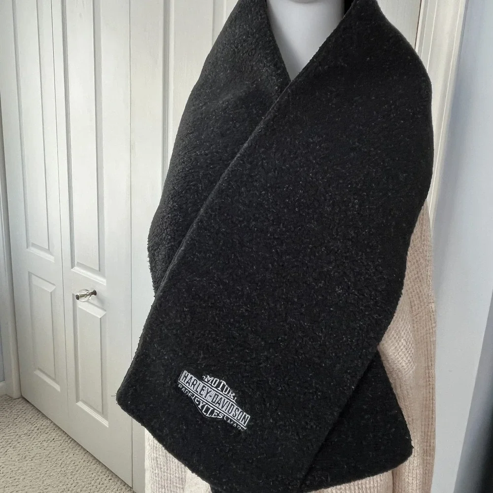 Harley Davidson Fleece Scarf Black Outdoor Winter Motorcycle 57x8.5